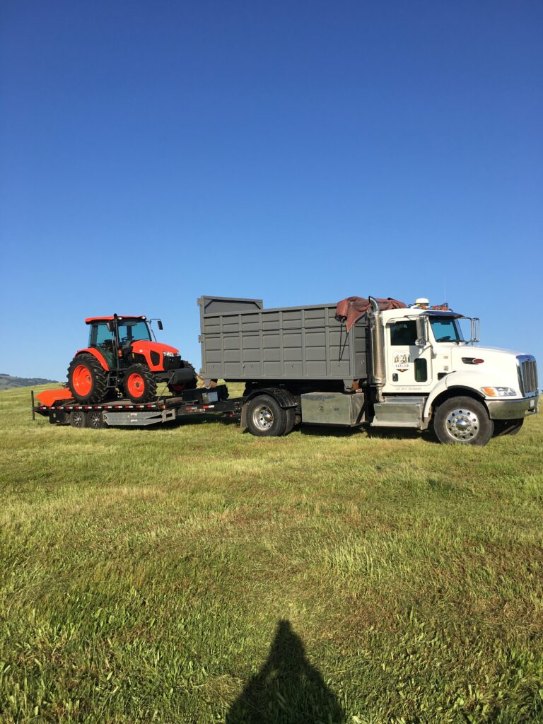 Truck and trailer, high weed mowing